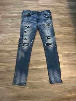 Distressed Slim Fit Blue Jeans