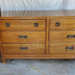 Solid Teak Hardwood 6 Drawer Dresser Chest