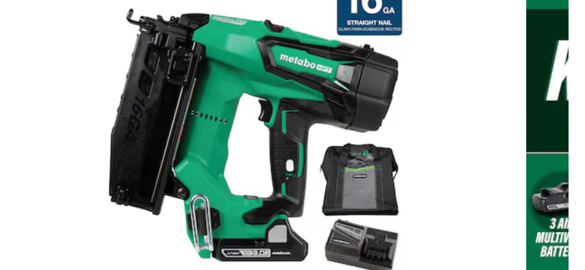 Metabo HPT 2-1/2-in 16 -Gauge Cordless Straight Finish Nailer