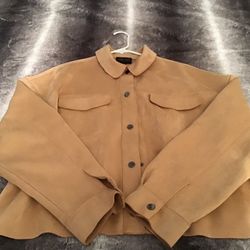 TRUTH by Republic Tan Faux Leather Button Relaxed Fit Jacket XL