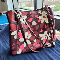 Kate Spade Jackson Forest Floral Medium Triple Compartment Shoulder Bag Purse