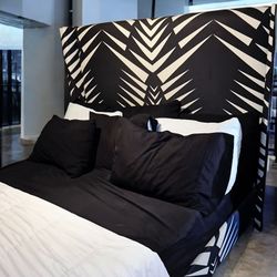 Bohemian Queen Black & White Bed Frame