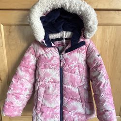 Snozu Pink Hooded Winter Coat Fur Trim (Little Girl Size 5)