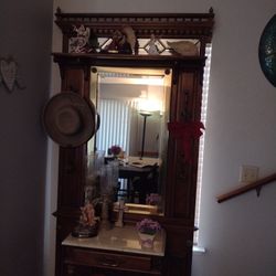 Beautiful Used Hall Tree 38 Wide 80 Long  With Marble