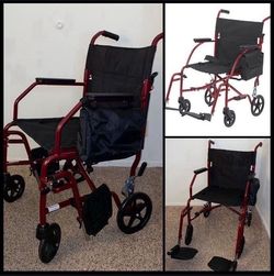 Lightweight Wheelchair with Storage Bag and Removable Footrest