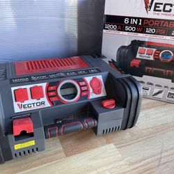 Vector 1200 Peak Amp Portable Car Starter Power Station 6in1