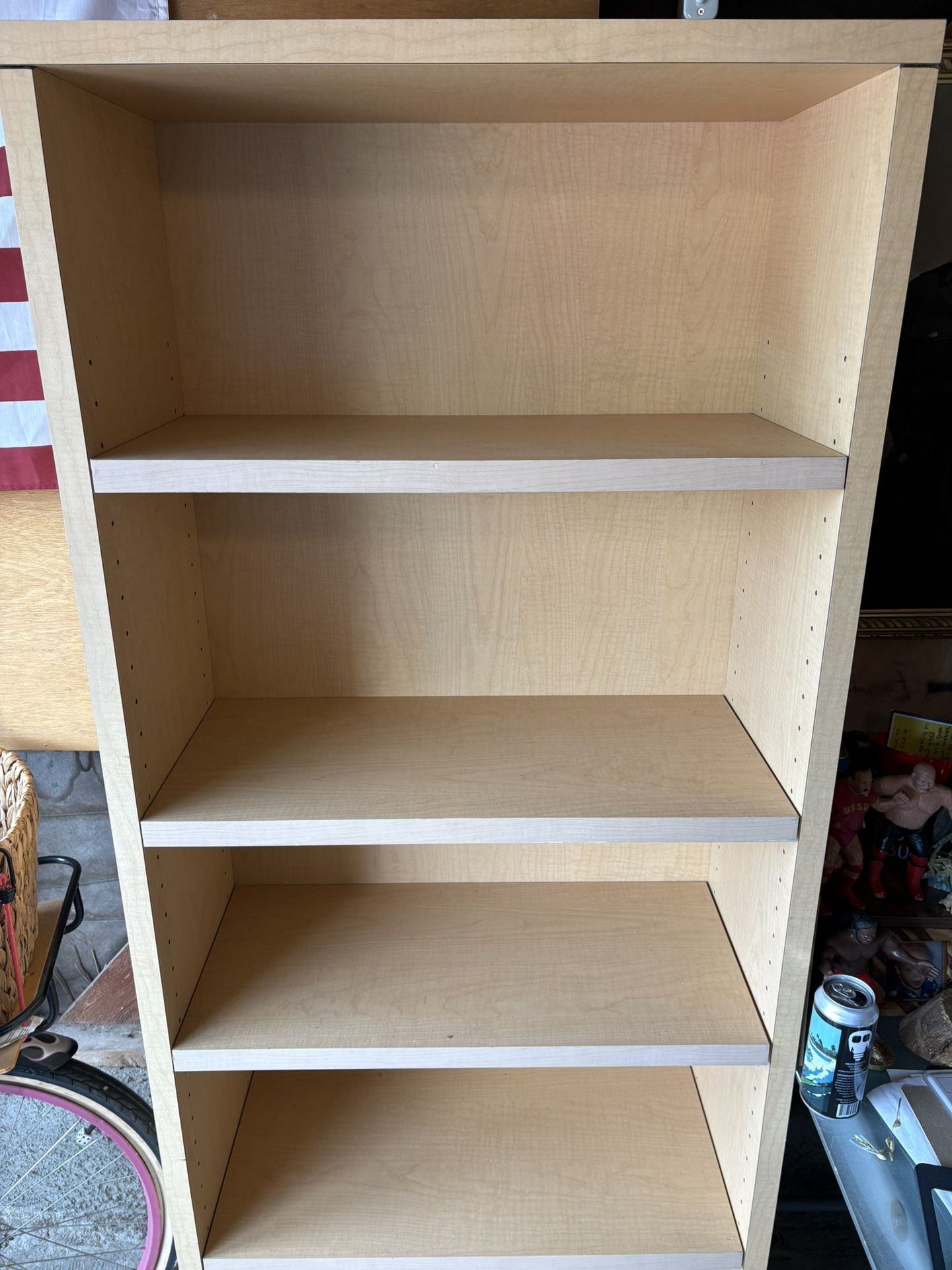 5 Tier Solid Wood Bookcase With Adjustable Shelving