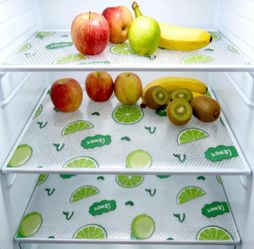 8 Pcs Refrigerator Liners Fridge Liner and Mats Washable,Non-Adhesive Drawer and Shelf Liner,Home Kitchen Accessories Organization (Green Lemon,11.8X 