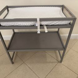 Gray Changing Table With Pad And Cover
