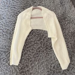 white ribbed knit off the shoulder cardigan 