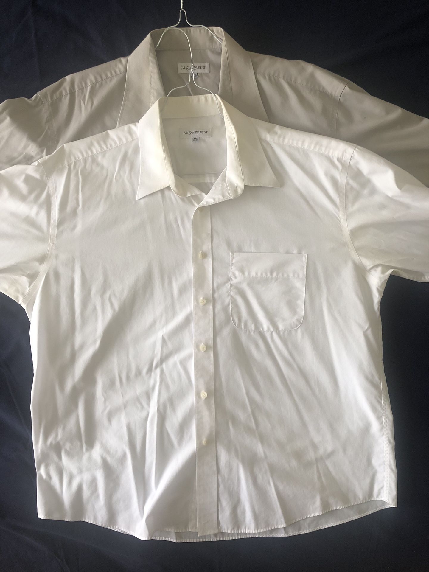 Lot 2 YSL Yves Saint Laurent Mens Dress Shirt Vintage Size: Large (17.5, 32- 33)
