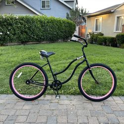 Pink 26” women’s beach cruiser bike