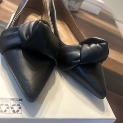 Black Knotted Pointed Toe Flat Women’s Shoes 