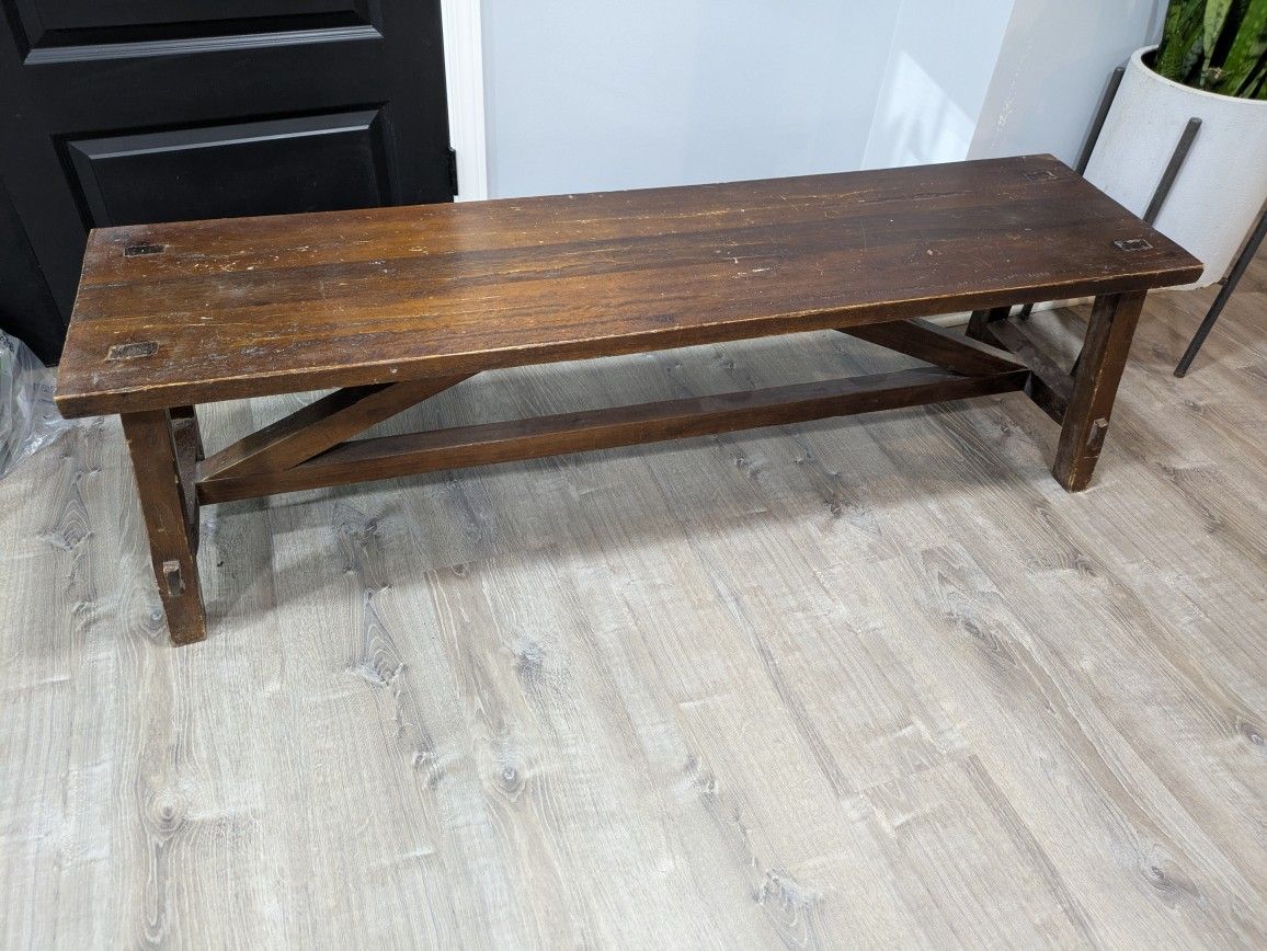 Rustic Solid Wood Bench Coffee Table Dark Brown