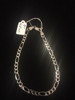Sterling Silver 9" Figaro Chain Bracelet - 4.8MM