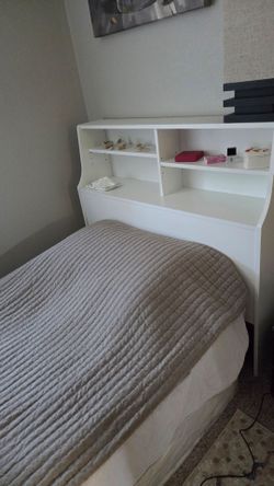 Twin headboard with box and mattress