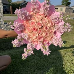 25 Real Rose Pink Boquet