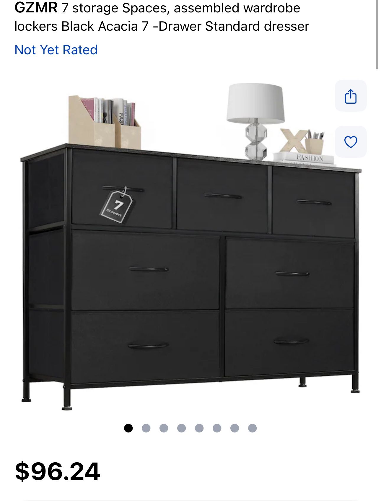 7 storage Spaces, assembled wardrobe lockers Black Acacia 7 -Drawer Standard dresser