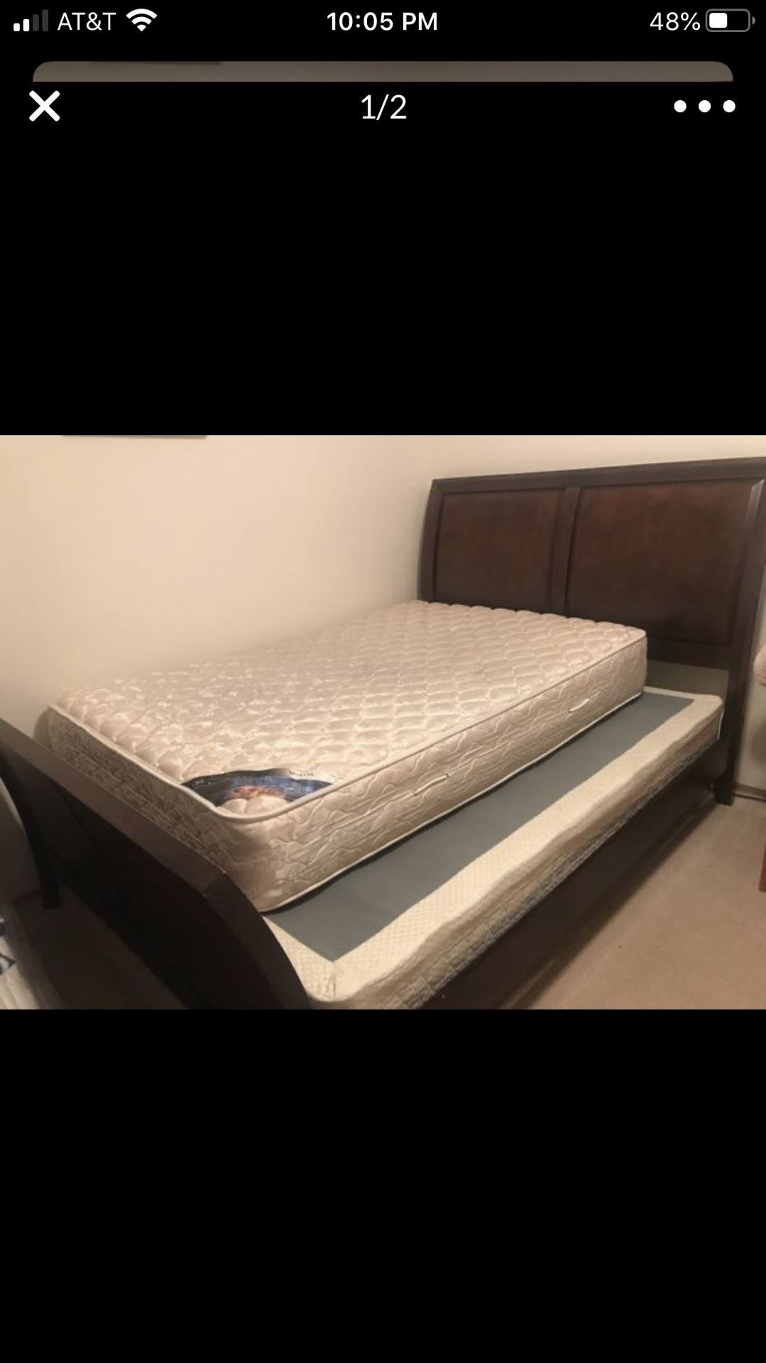 Queen bedframe with base (full mattress not included)