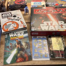 Lot Of Star Wars Disney Books Monopoly Figurine R2 D2 Comic Shadows Of The Empire Origami Paper Plane Book Stickers 6 Vintage Books 4 Kids Books