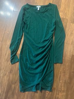 Leith, women’s medium green ruched dress