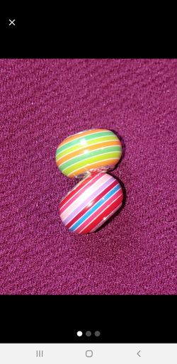 2 NEW Murano Glass Striped Silver Charms Beads