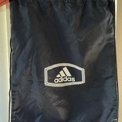 Adidas Drawstring Athletic Gym Shoes / Book Bag Backpack Blue w/ White Logo