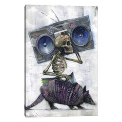 🎵 Skeleton Jamming on Armadillo – Large Modern Music Art Canvas