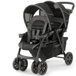 Chicco Cortina Together Double Stroller for Infants and Toddlers - Minerale (Black/Silver), New