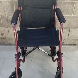 New Steel Transport Chair Wheel Chair Light Weight Wheelchair in Burgundy