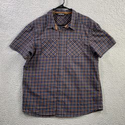 Arcteryx Shirt Mens Large Gray Plaid Button Up Short Sleeve Wool Blend