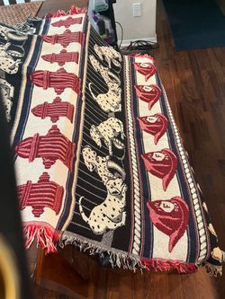 Vintage Crown Crafts Dalmatian Dog Fireman Hydrant Bell Tapestry Blanket