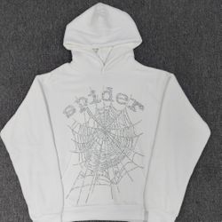 White Rinstone Spider Hoodie 
