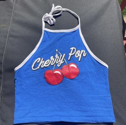Blue Cherry Pop Halter Top
