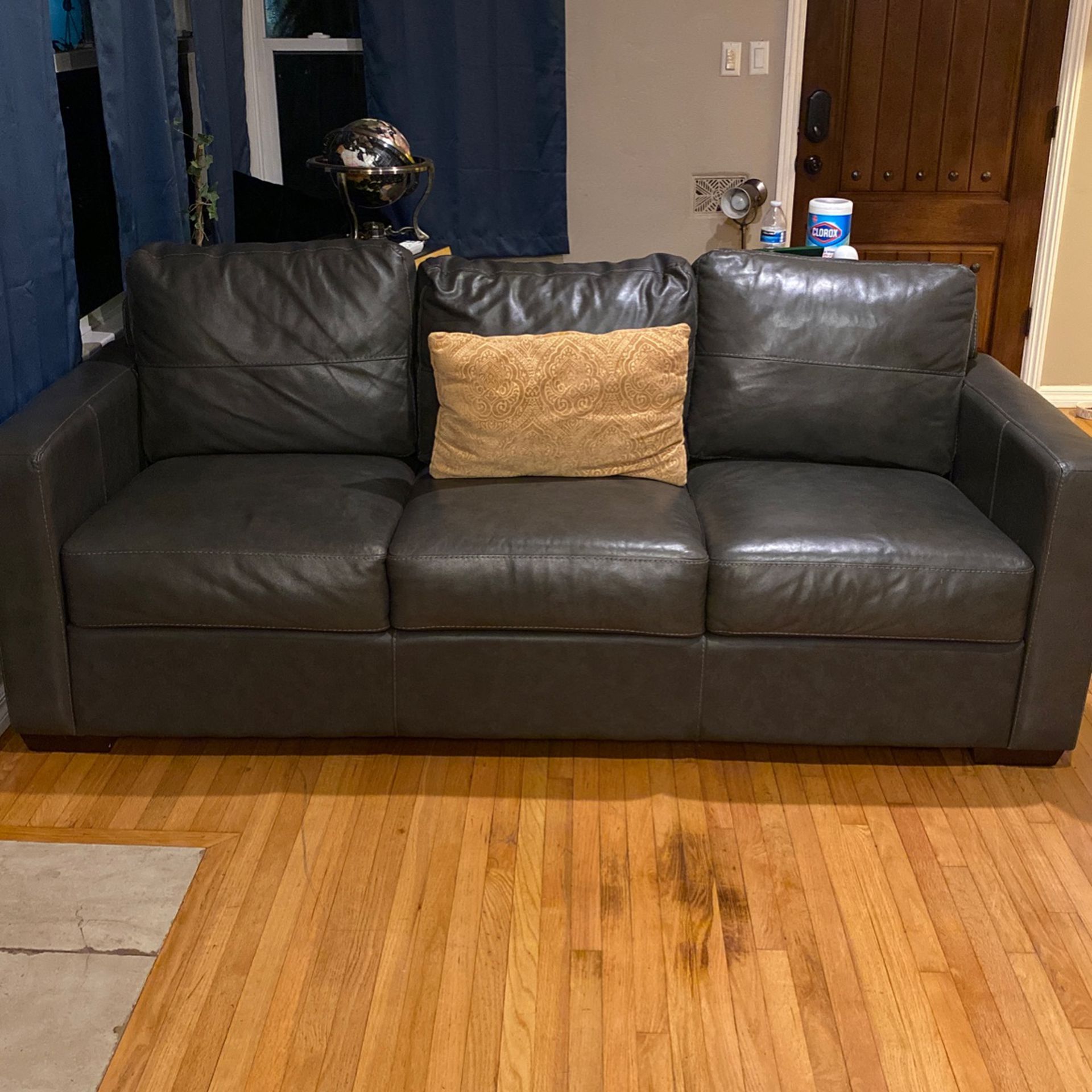 Gray Leather Couch 