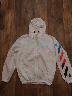 Off-White White Blue Pink Nylon Windbreaker Jacket 