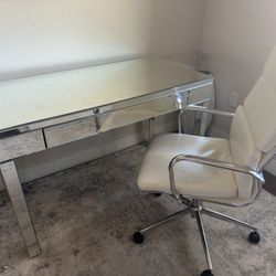 Z Gallerie Mirrored Desk + Desk Chair