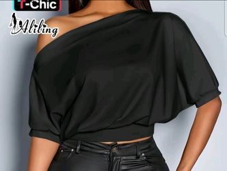 Black Off-Shoulder Crop Top