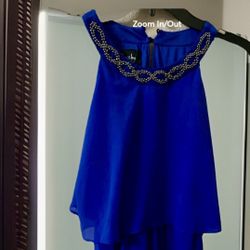 Teen Girl’s Royal Blue Beaded holiday Dress Size 14 1/2 Youth