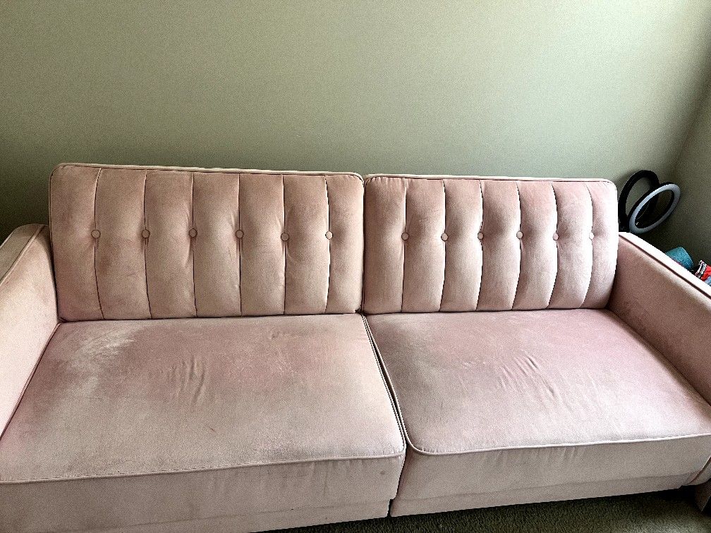Cute Pink Velvet Futon Sofa