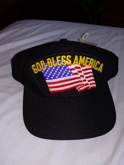 NWT Black USA MILITARY PATRIOTIC AMERICAN FLAG HAT. "GOD BLESS AMERICA"