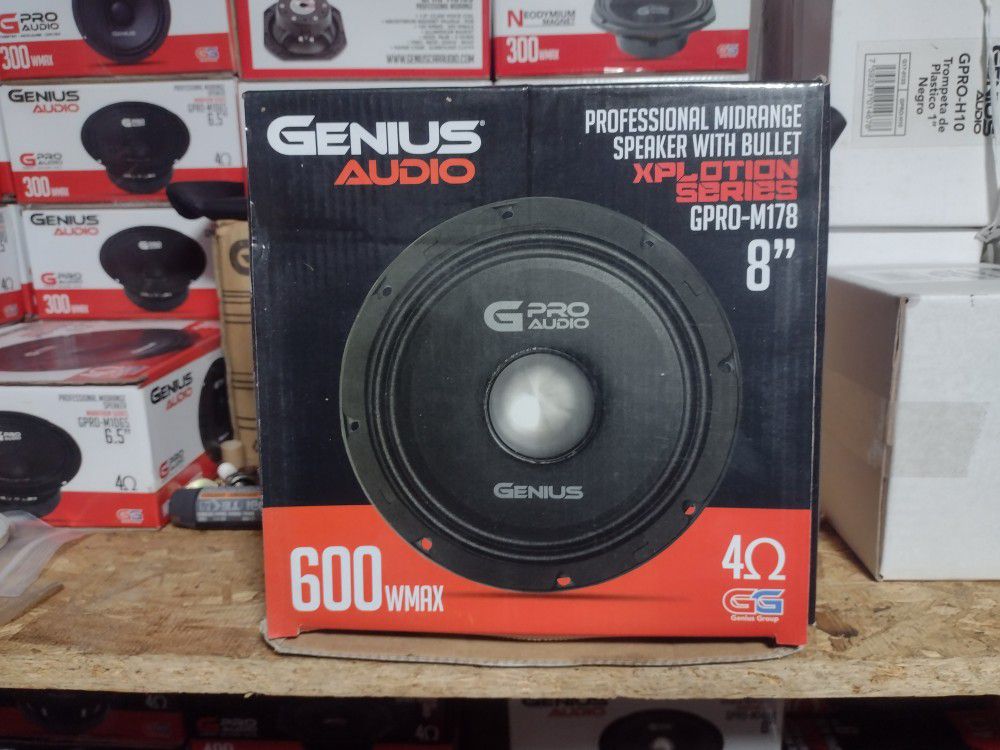  New 8" Genius Audio 600w Max Power Bullet Midrange Loud Speaker $80 Each 