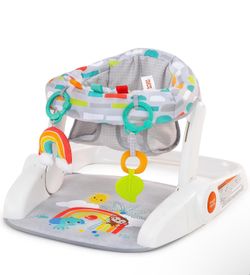 Bright Starts Learn-to-Sit Baby Floor Seat, 2-Positions Grow with Infant, Portable Baby Chair, Includes Sensory Toys, Unisex, 4-12 Months, Playful Par