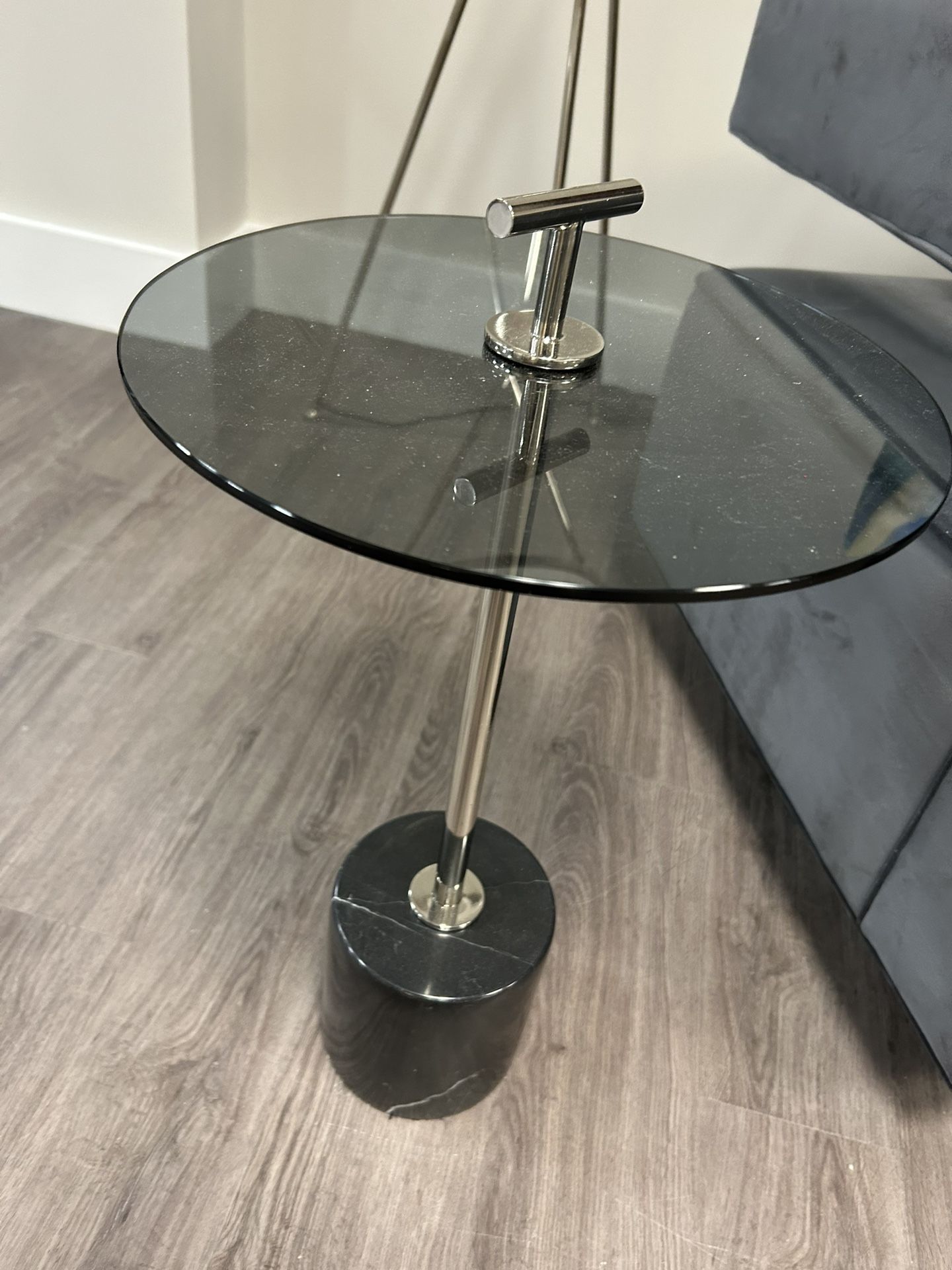 Glass Marble & Chrome Accent Drink Tables