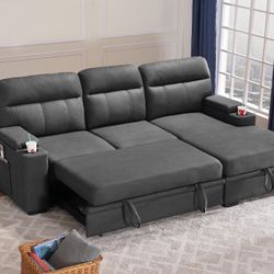 SOFA SLEEPER W USB & STORAGE CHAISE