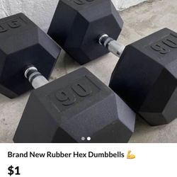 Brand New Rubber Hex Dumbbells For Sale 