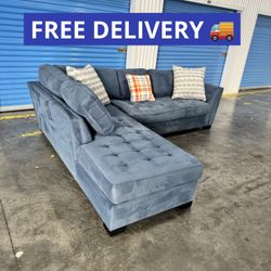 Large Blue Sectional Couch, Free Delivery