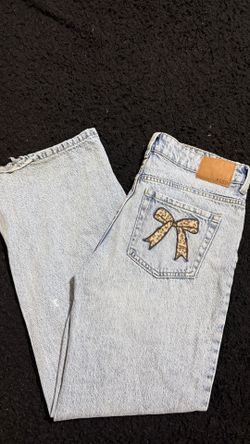 Aeropostal cheetah print bow baggy Jeans