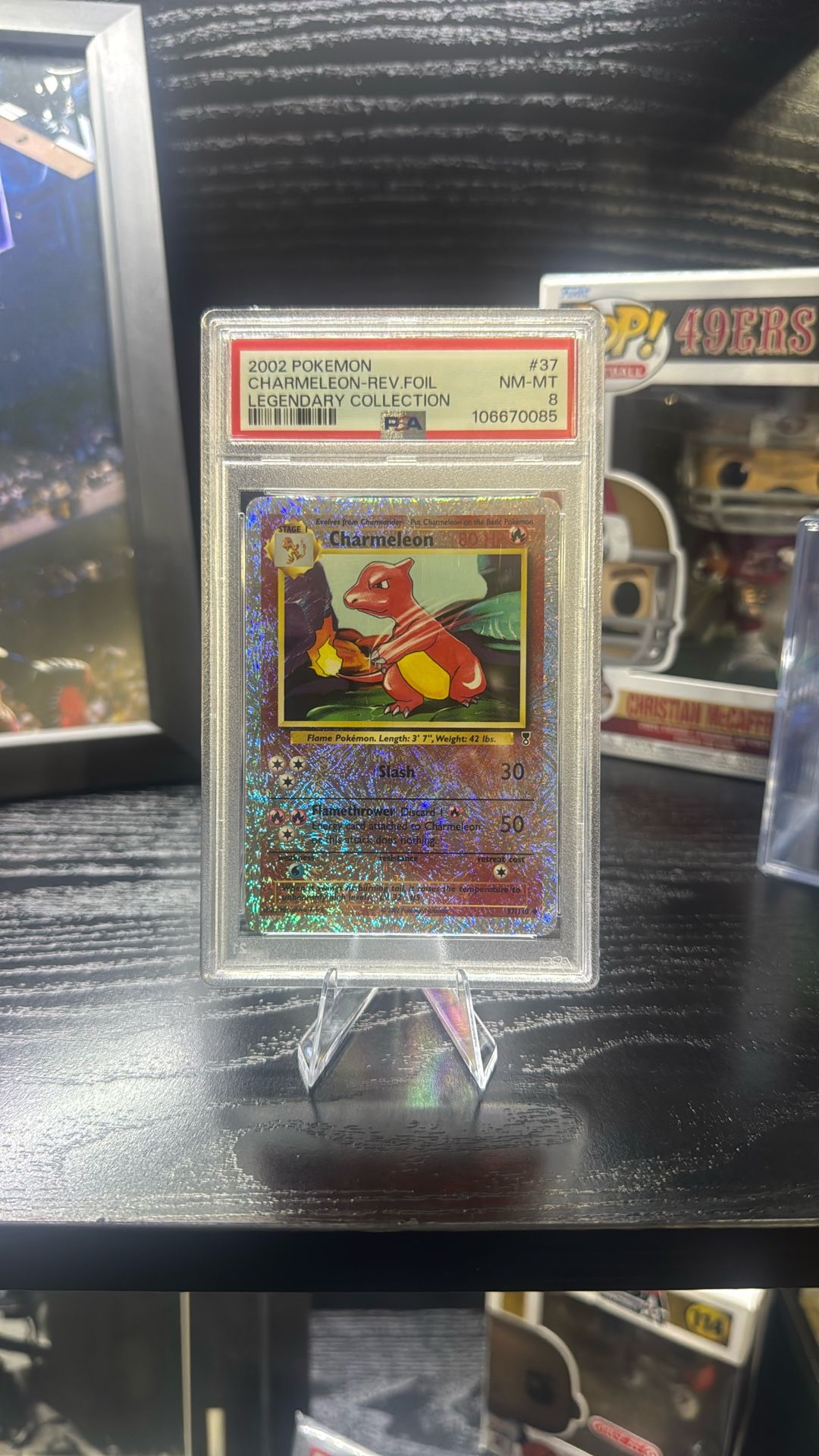 Graded by a professional grader with a grade of 8.This collectible card is a sought-after item for collectors of Pokemon cards, especially those inter