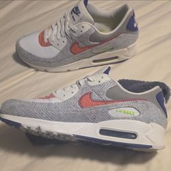 Nike Air Max 90 CT1684-100 Recycled Jerseys Pack White Gray Purple Red Sneakers